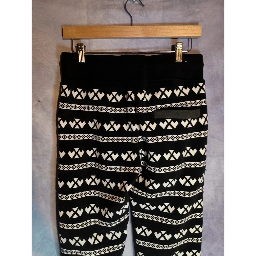 Brooklyn Standard Aztec Nordic Print Jogger Sweatpants Black White Men's Small